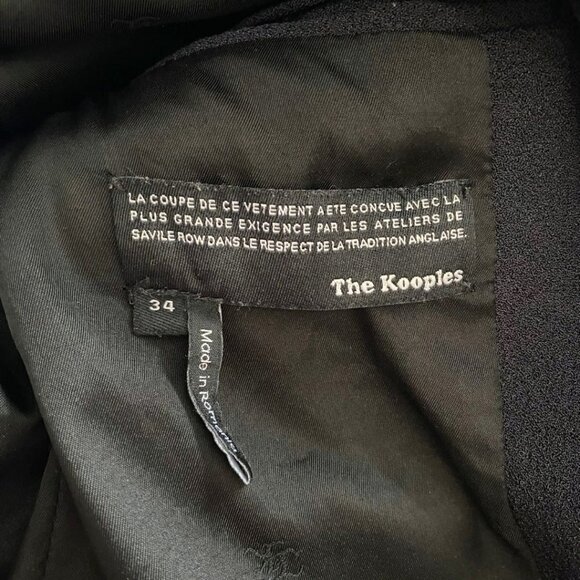 THE KOOPLES NAVY BLACK LEATHER COLLAR SINGLE BREASTED BLAZER - 4 - Picture 7 of 10